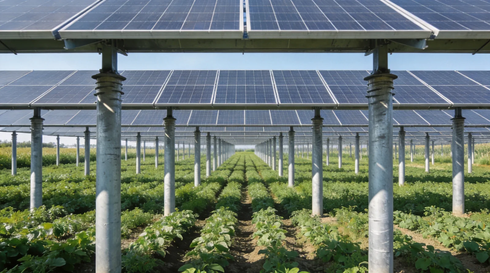 Agrivoltaic solar installation with crops underneath