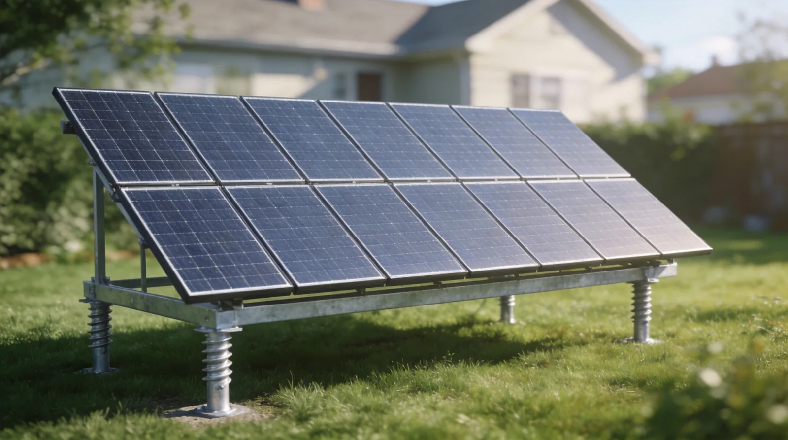Residential solar installation with ground screws